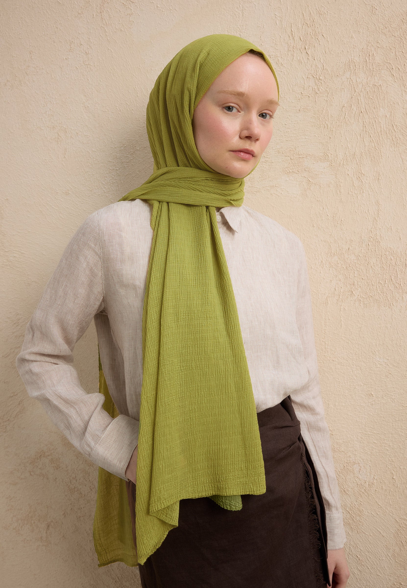 Olive Modal Krinkıl Şal