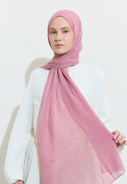 Gül Pembe Modal Krinkıl Şal