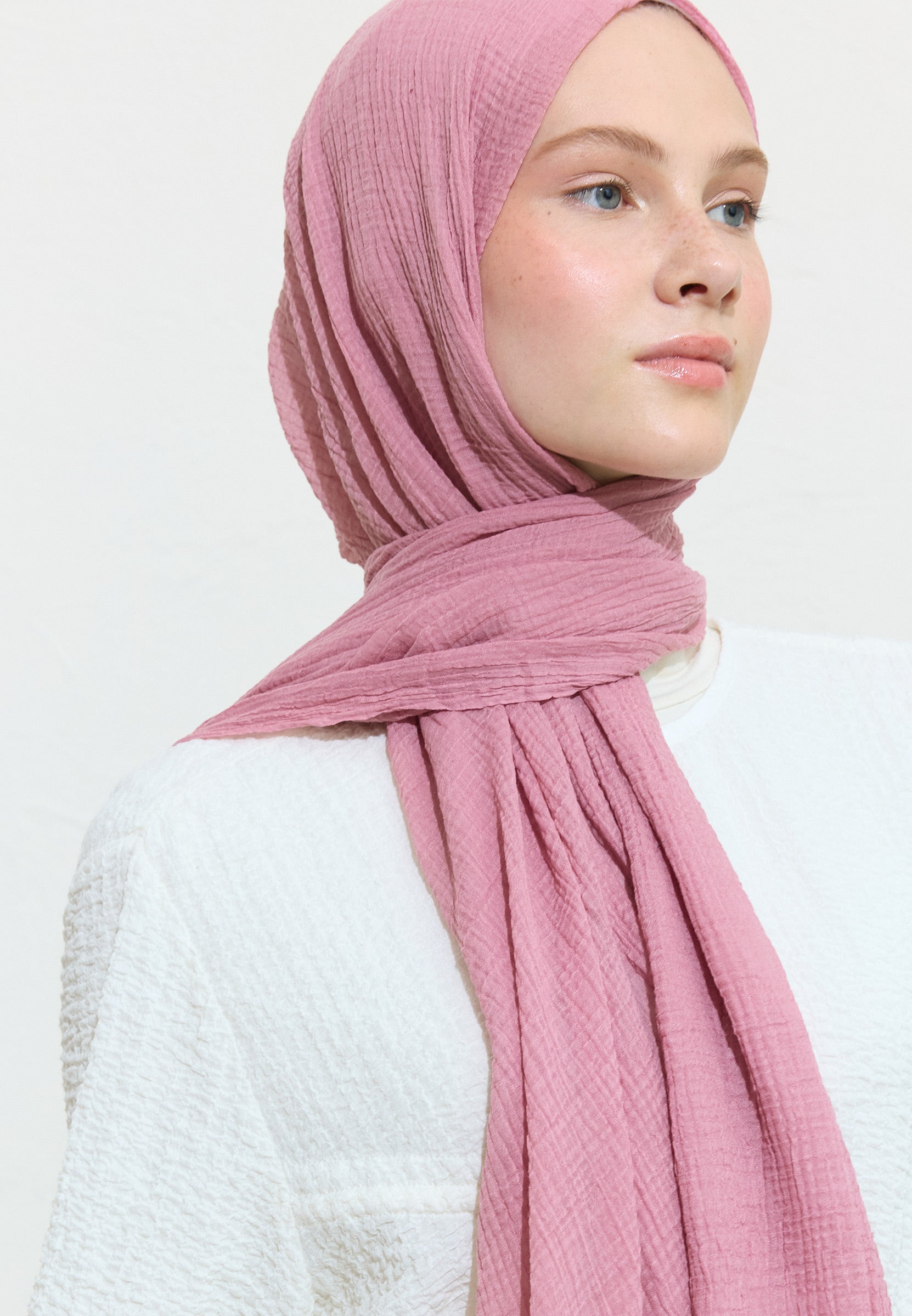 Gül Pembe Modal Krinkıl Şal