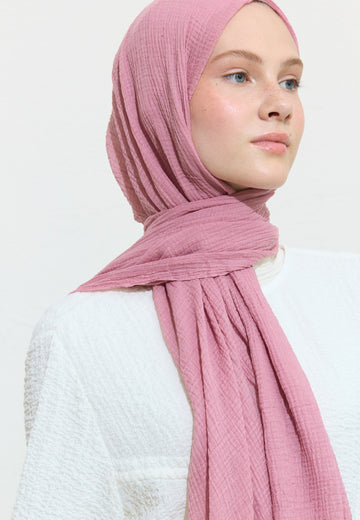 Gül Pembe Modal Krinkıl Şal