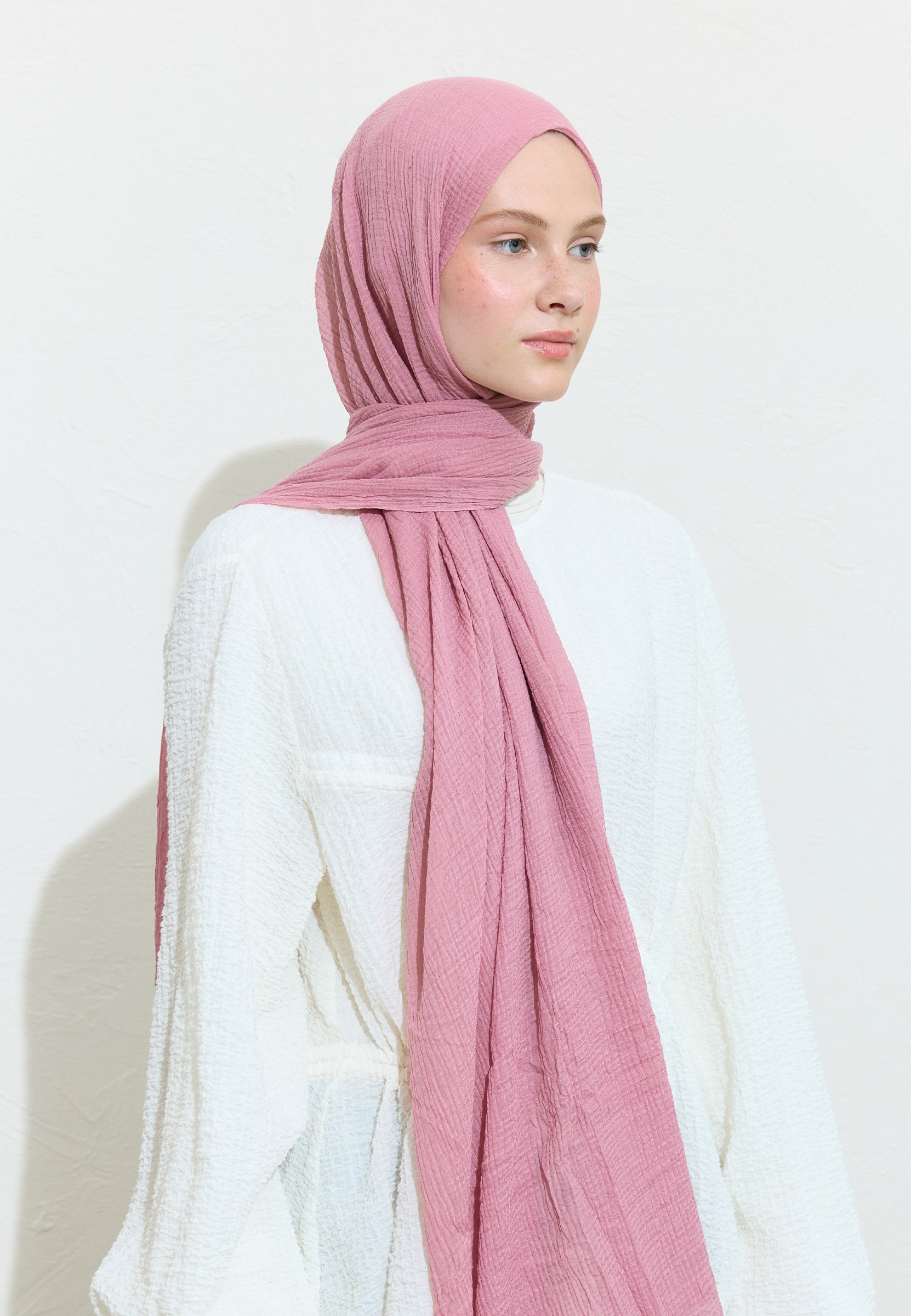 Gül Pembe Modal Krinkıl Şal