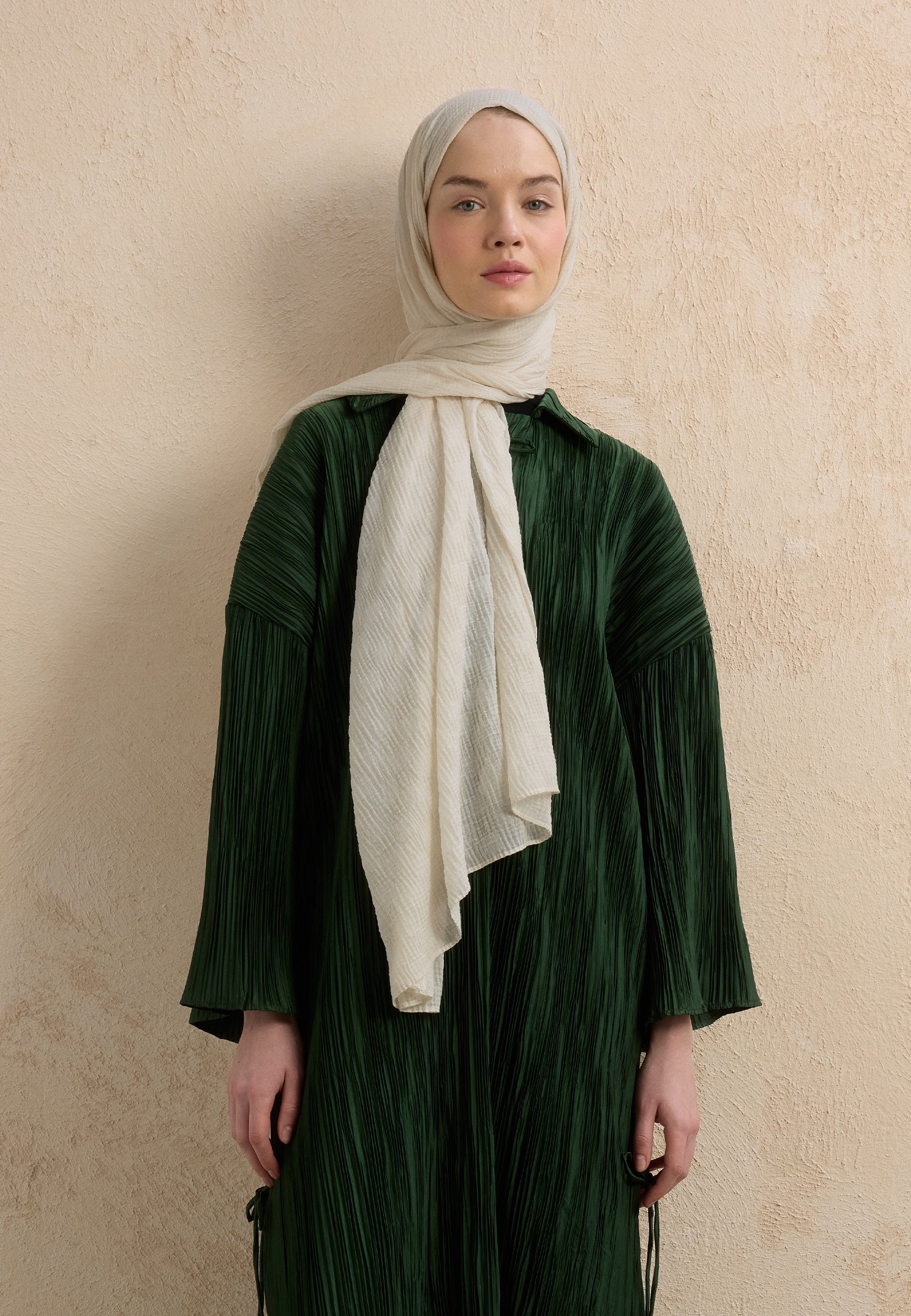 Fildişi Modal Damalı Şal