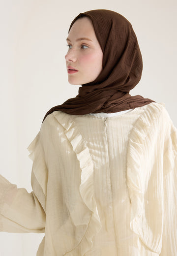 Çikolata Kahve Modal Damalı Şal