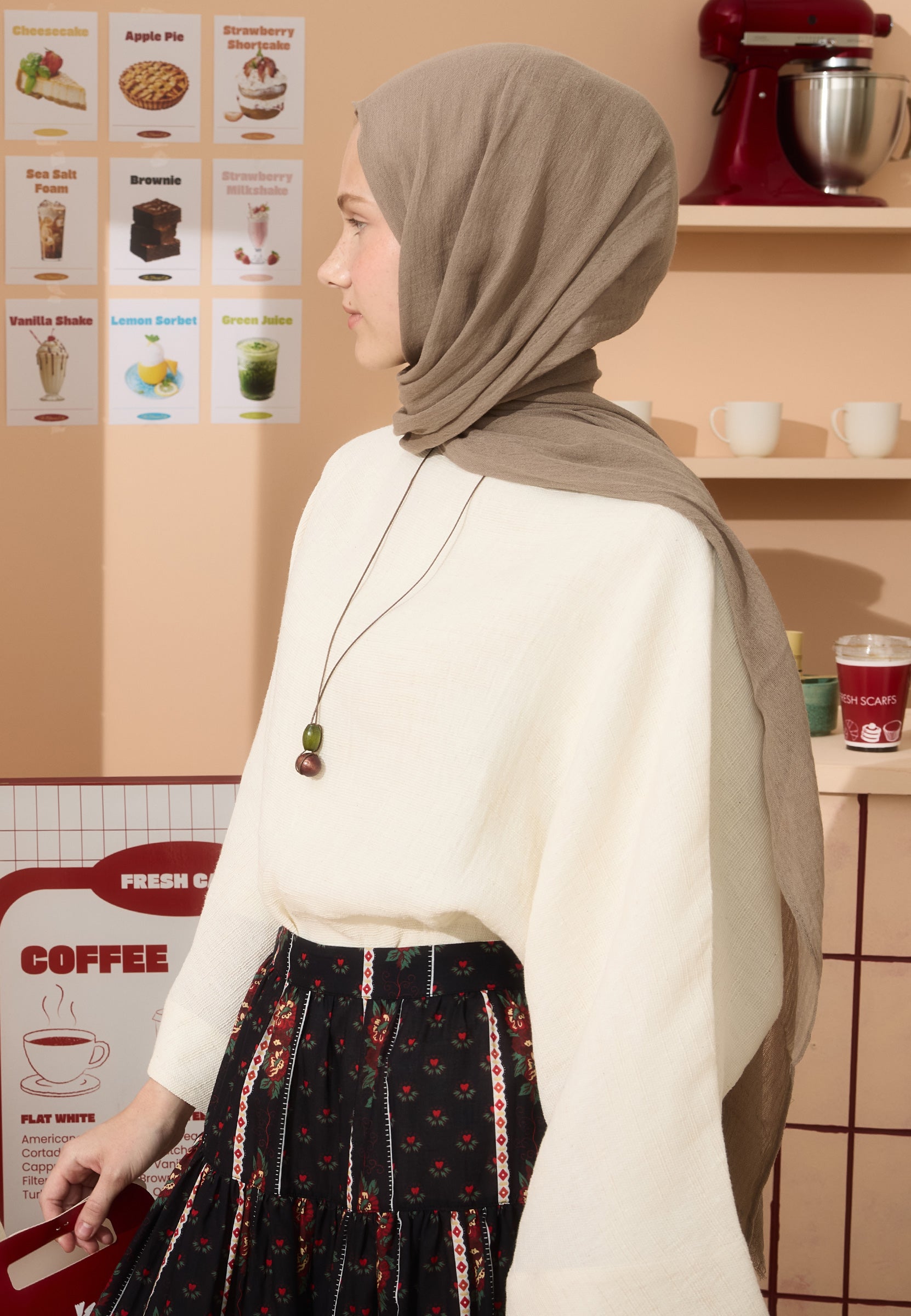 Hojicha Pamuklu Keten Şal