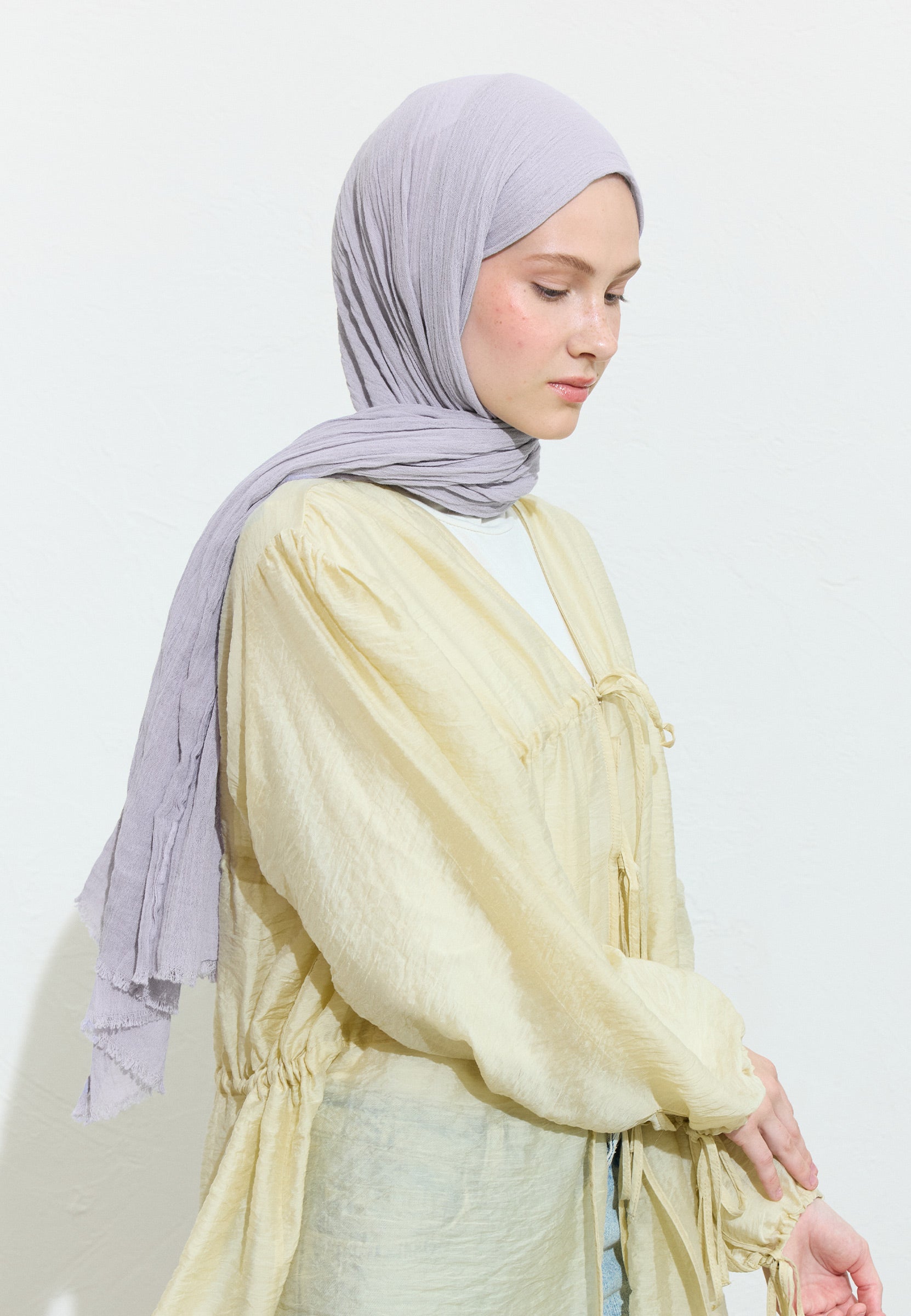 Lavender Mılk Pamuklu Keten Şal