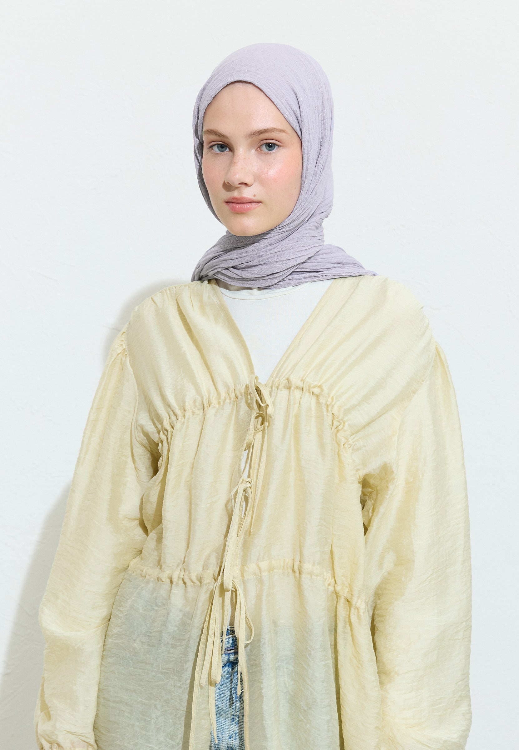 Lavender Mılk Pamuklu Keten Şal