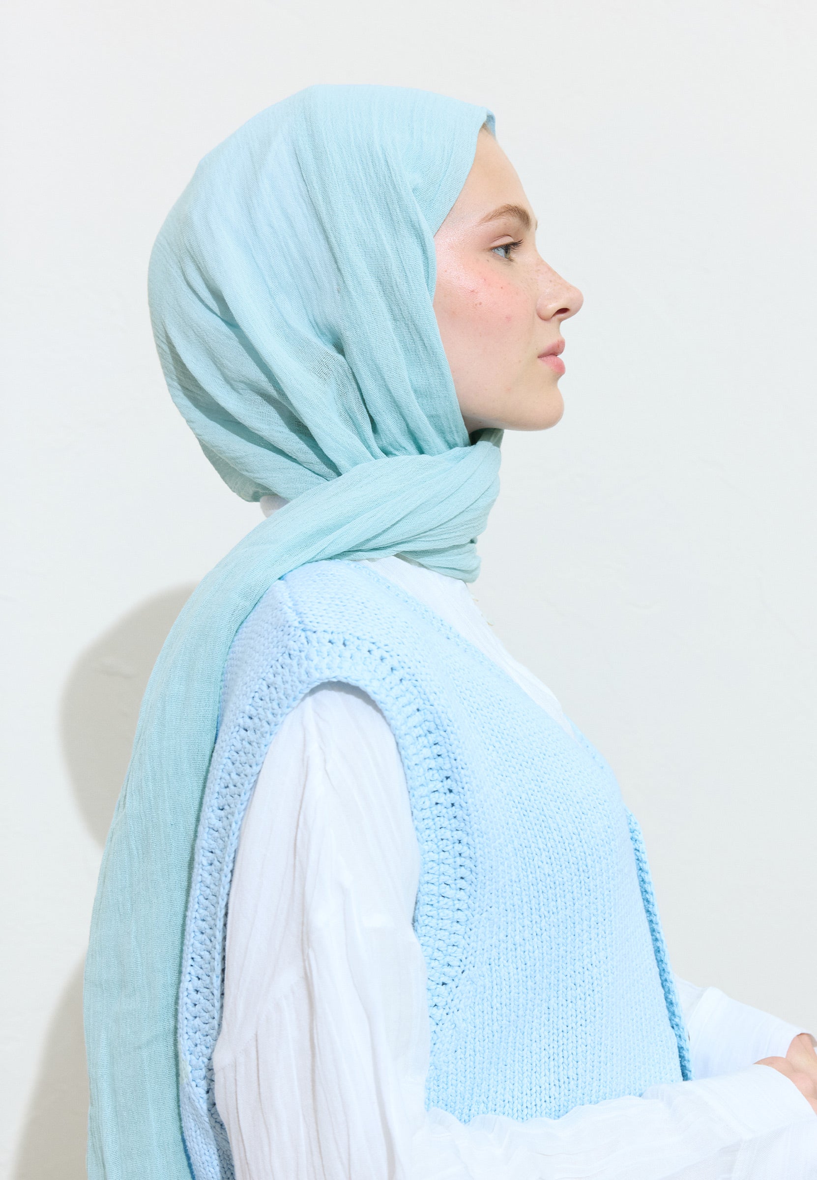 Blue Lemonade Pamuklu Keten Şal