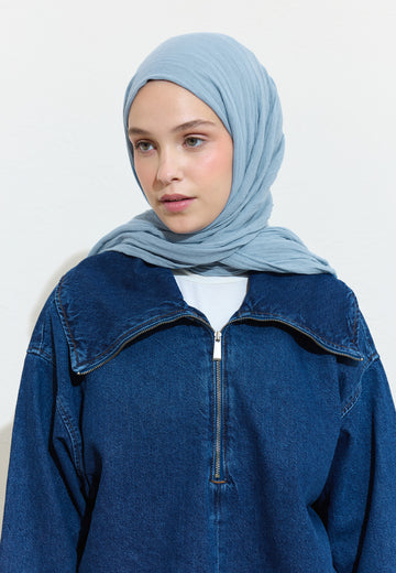 Blue Boba Mılk Pamuklu Keten Şal