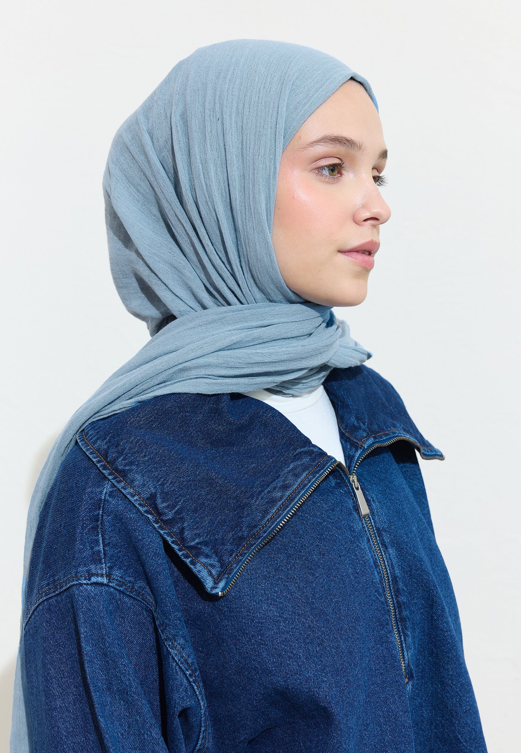 Blue Boba Mılk Pamuklu Keten Şal