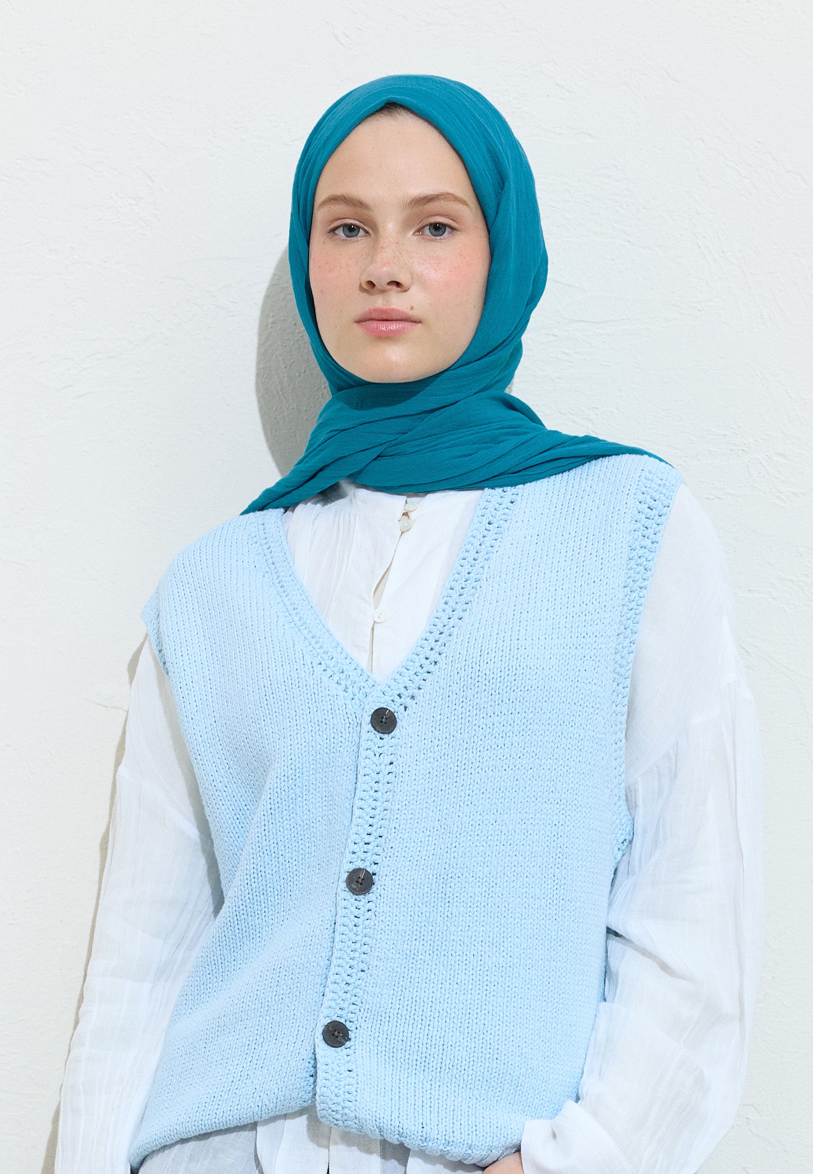 Blue Jelly Pamuklu Keten Şal