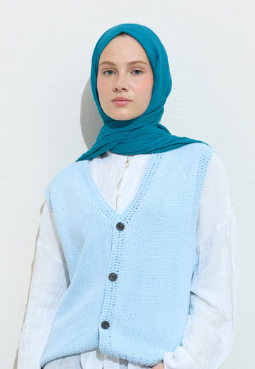 Blue Jelly Pamuklu Keten Şal