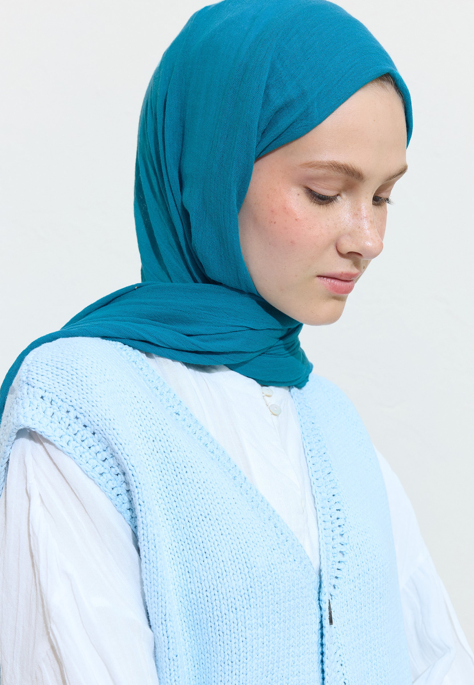 Blue Jelly Pamuklu Keten Şal