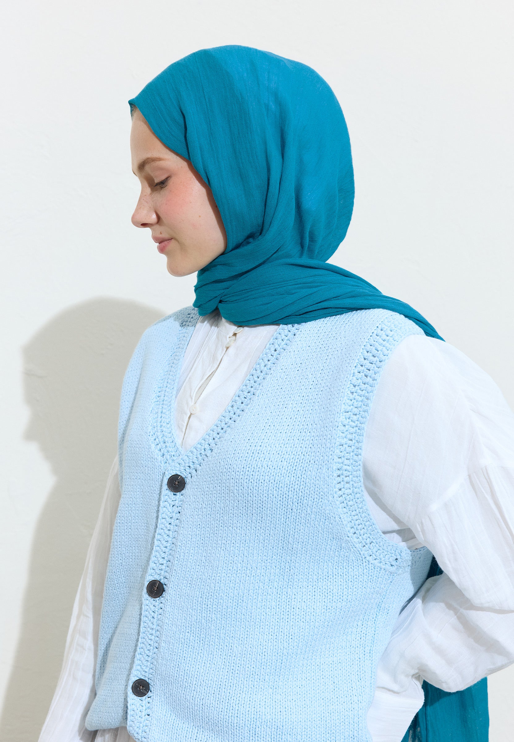 Blue Jelly Pamuklu Keten Şal
