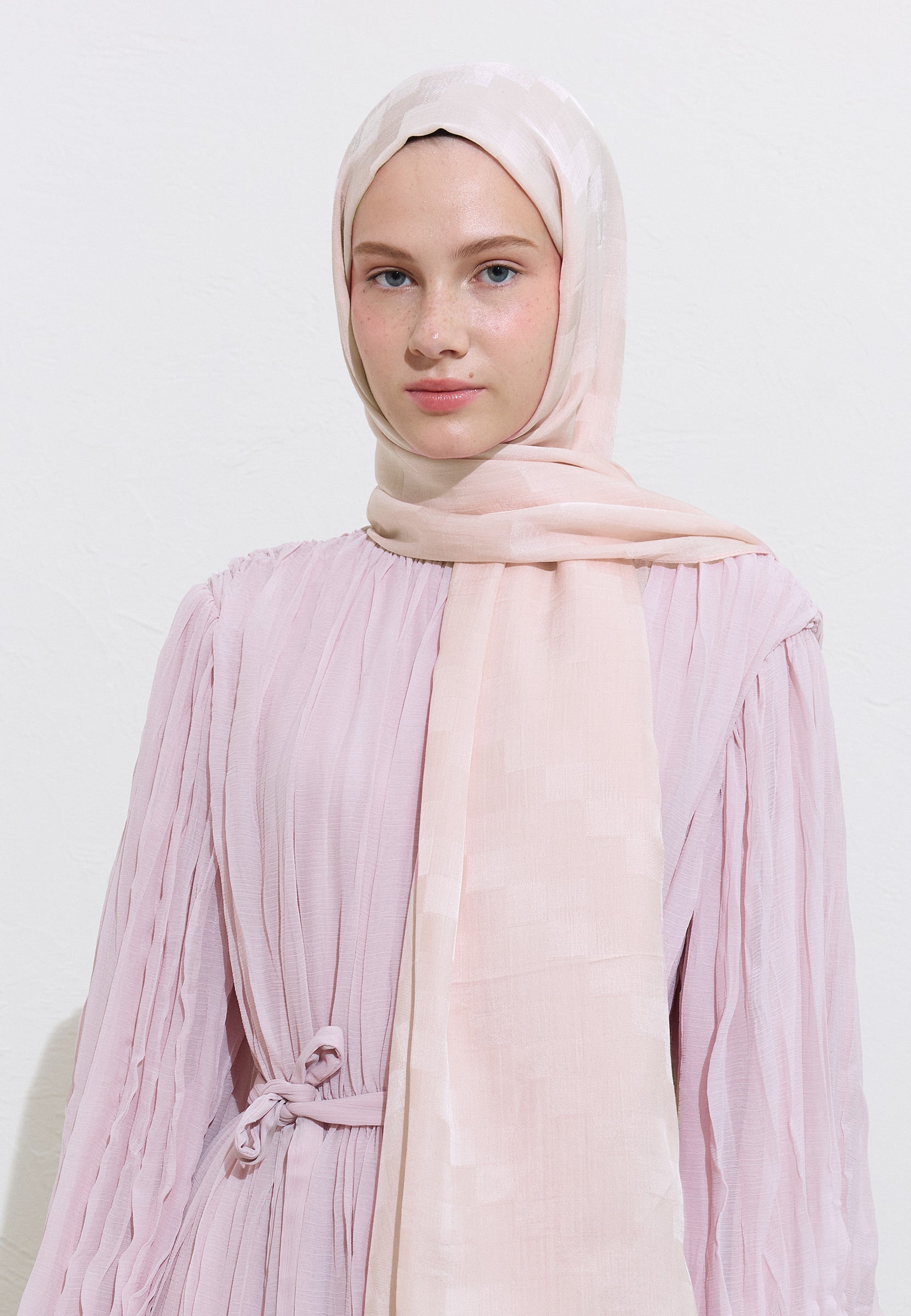 Soft Pembe Nori İpeksi Jakar Şal