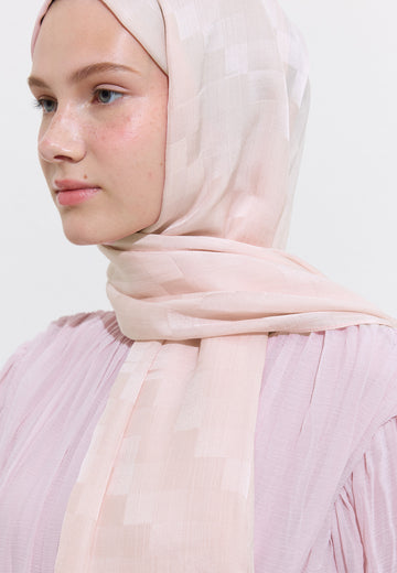 Soft Pembe Nori İpeksi Jakar Şal