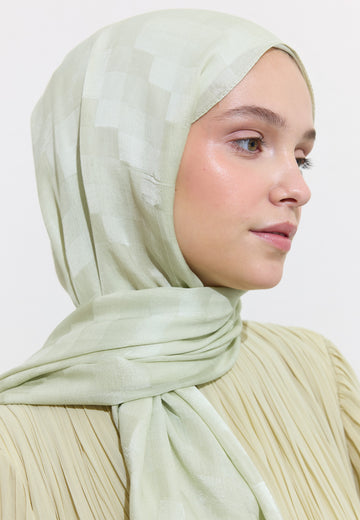 Soft Yeşil Nori İpeksi Jakar Şal