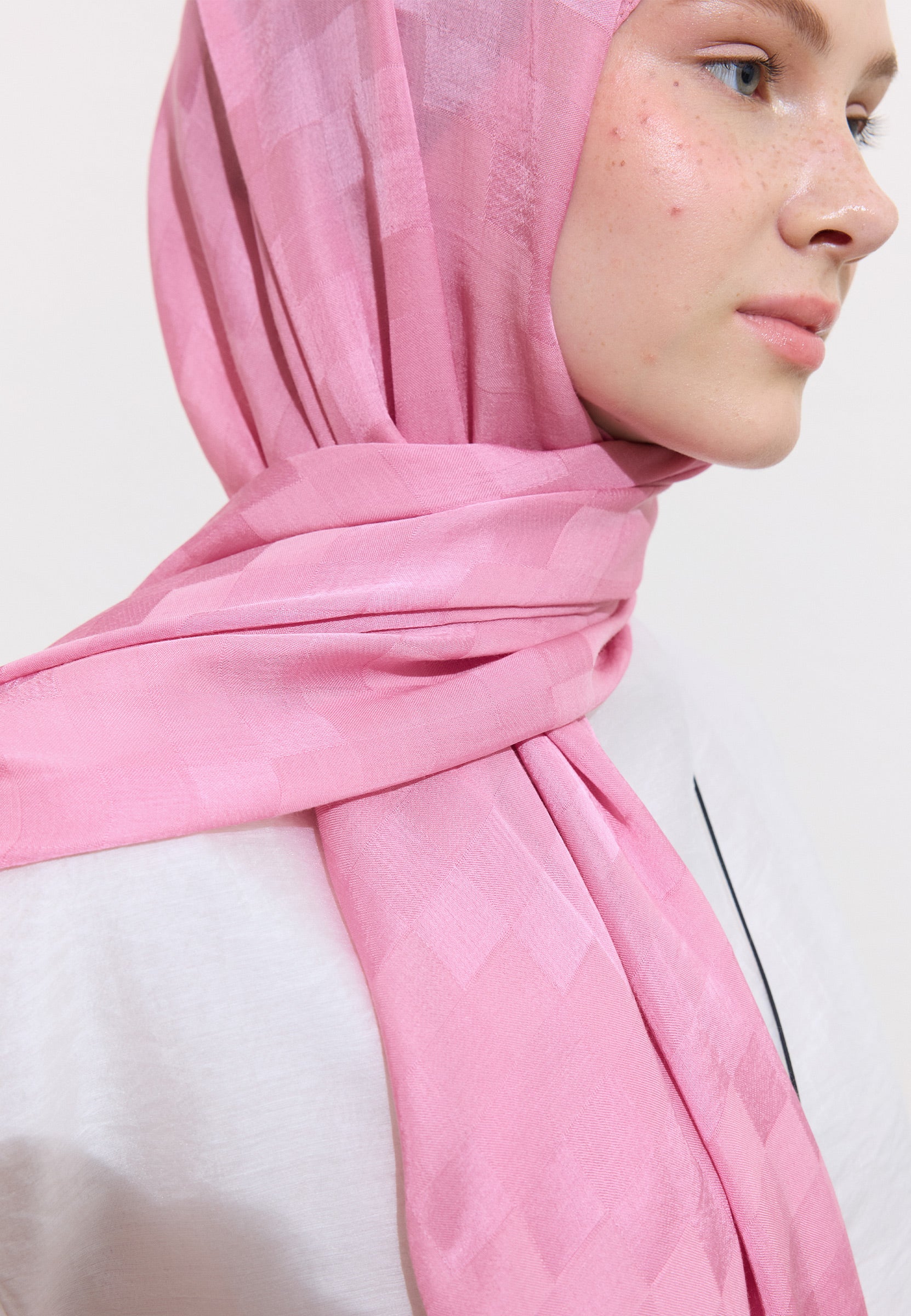 Pembe Nori İpeksi Jakar Şal
