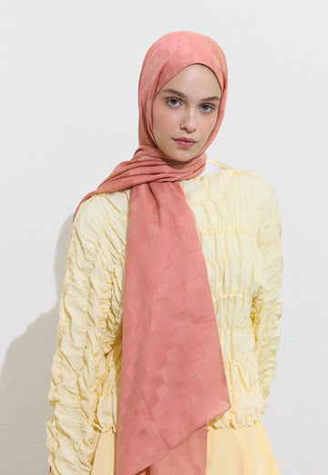 Gül Pembe Nori İpeksi Jakar Şal
