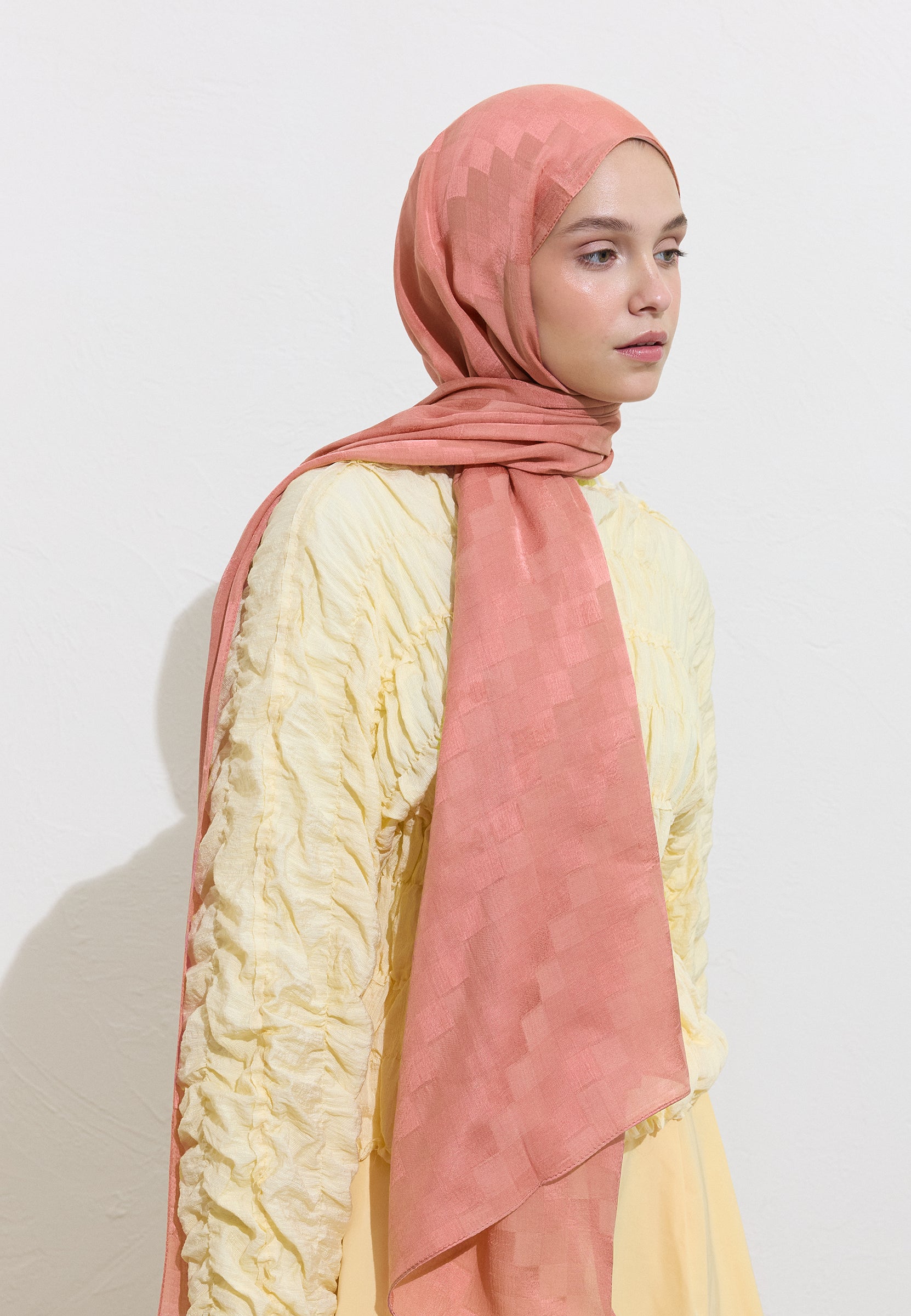 Gül Pembe Nori İpeksi Jakar Şal