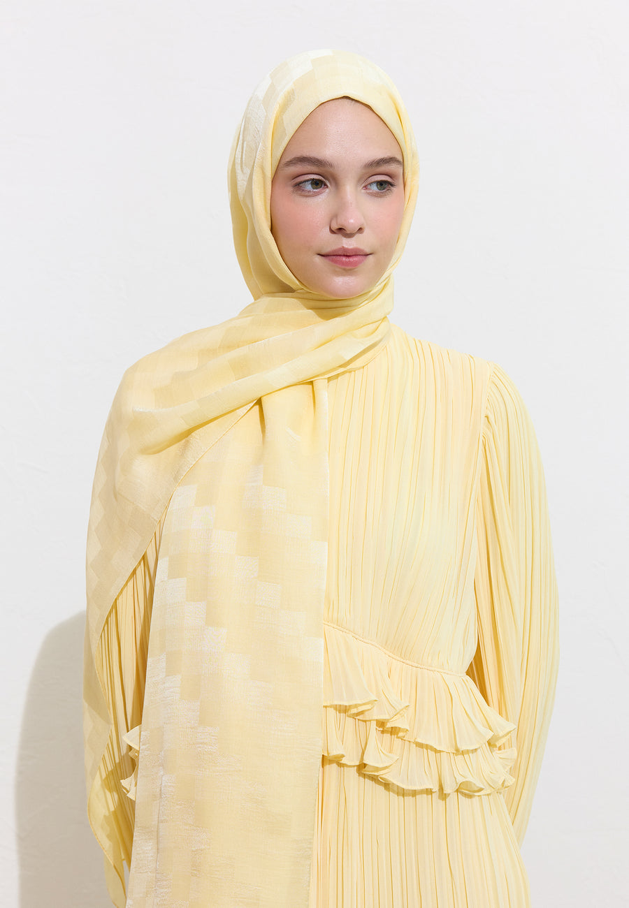 Butter Yellow Nori İpeksi Jakar Şal