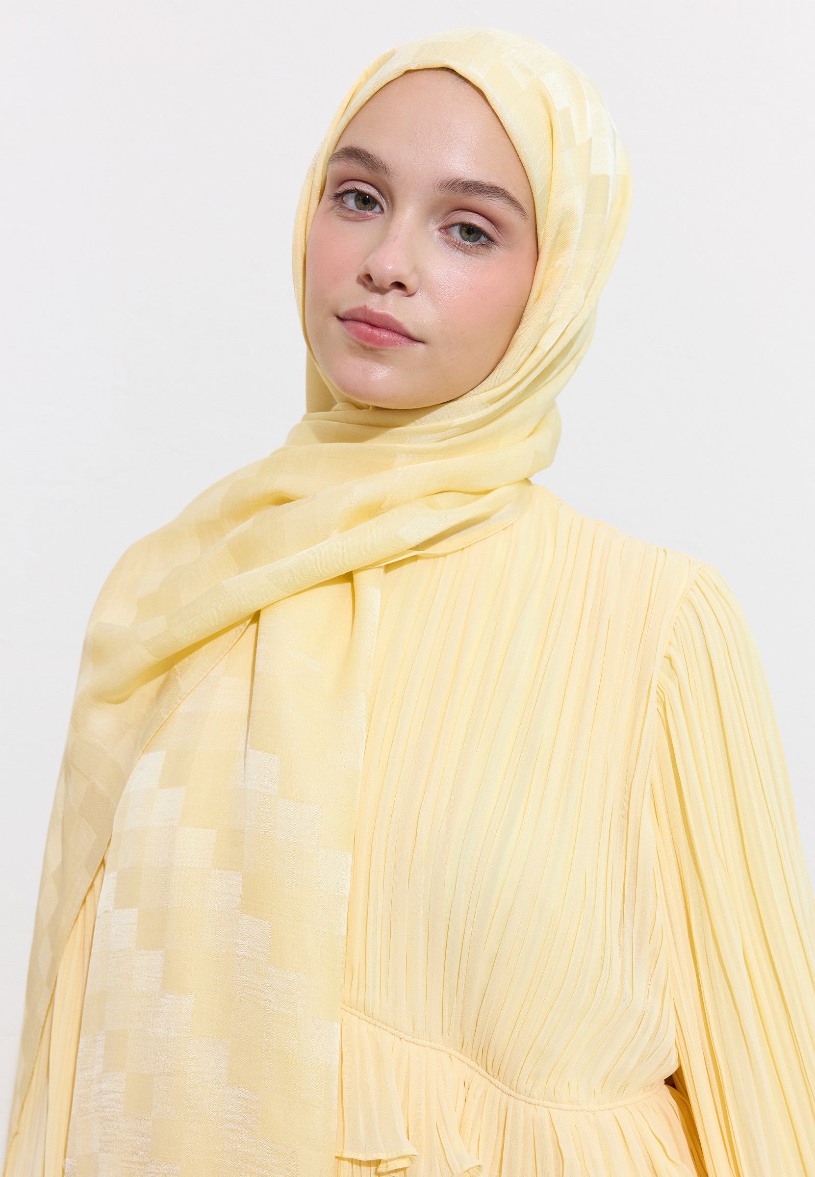 Butter Yellow Nori İpeksi Jakar Şal