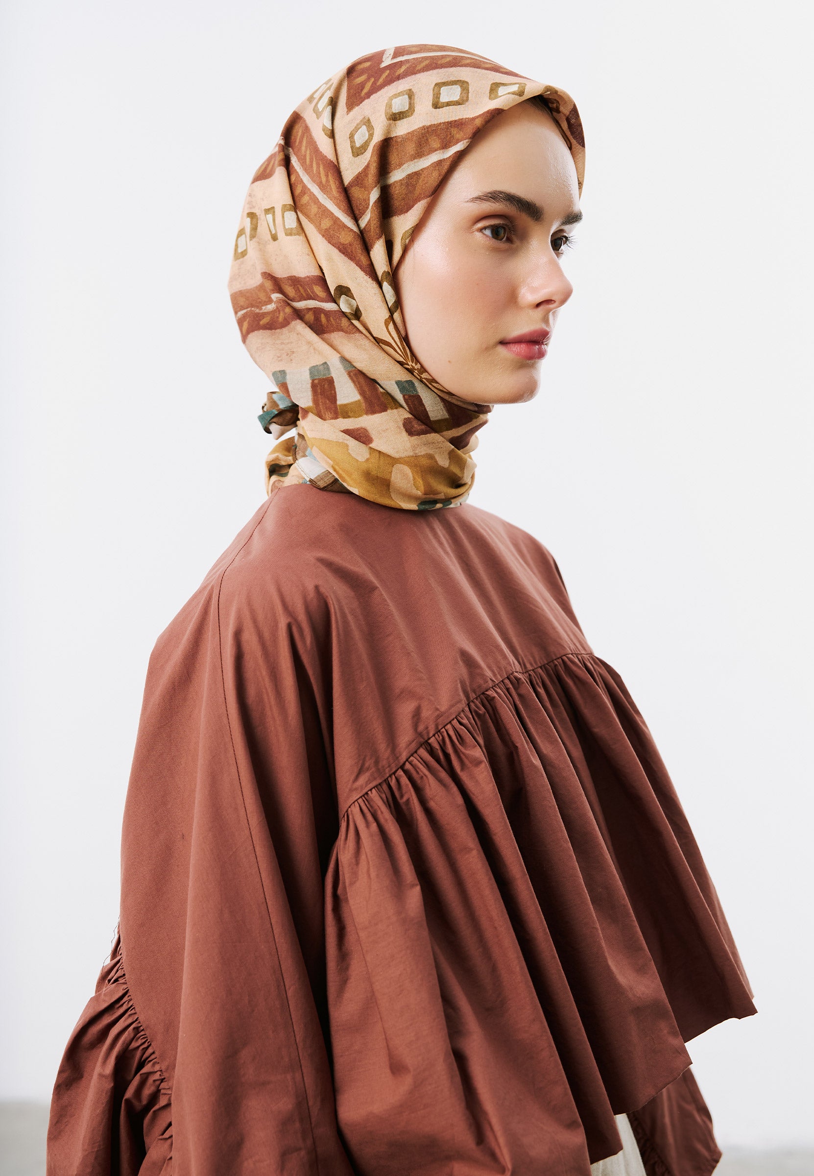Abstract Flow Desen Vual Eşarp Somon