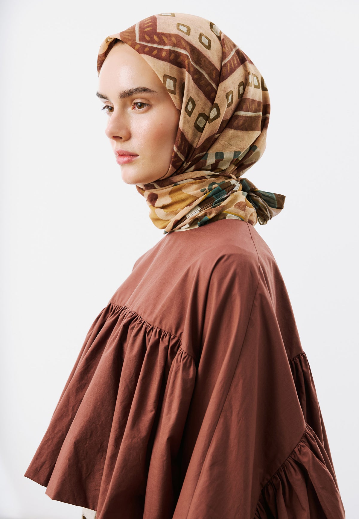 Abstract Flow Desen Vual Eşarp Somon