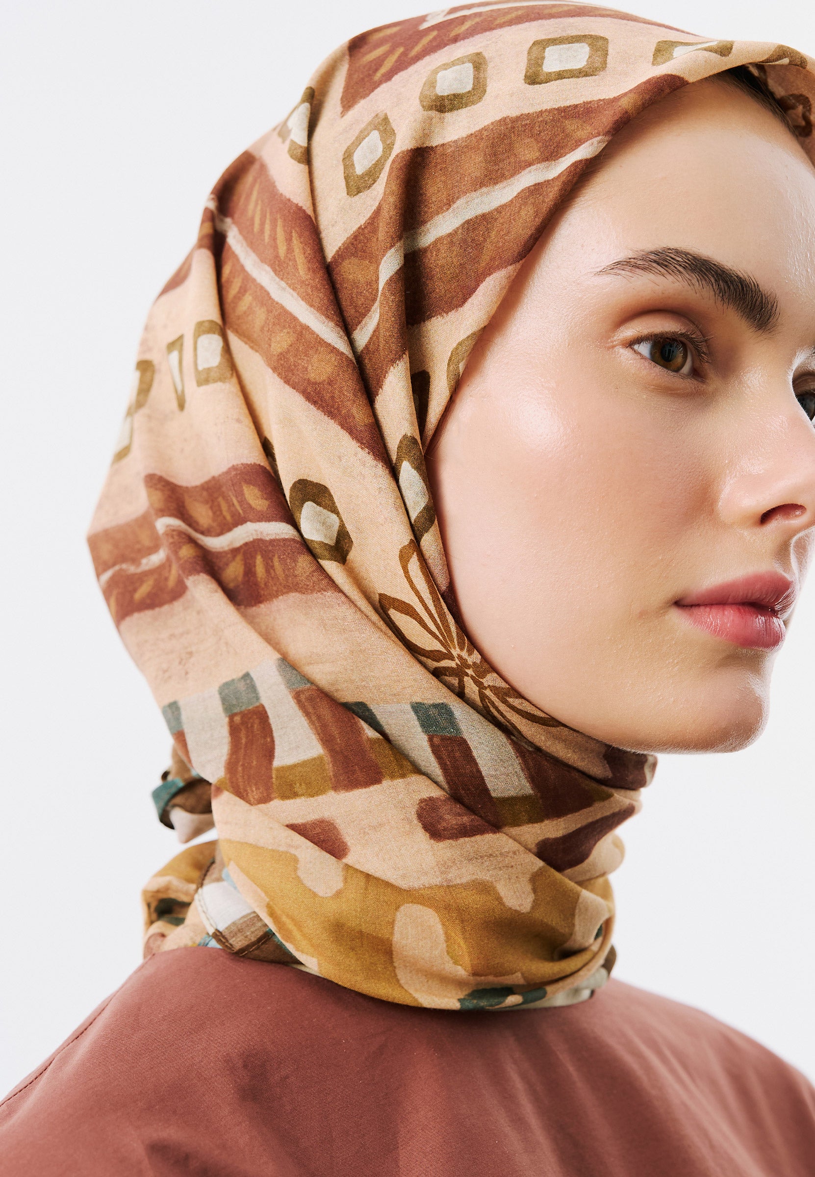 Abstract Flow Desen Vual Eşarp Somon