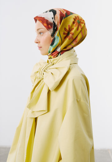 Floral Story Desen Vual Eşarp Kiremit