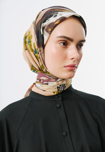 Floral Story Desen Vual Eşarp Erik Çürüğü