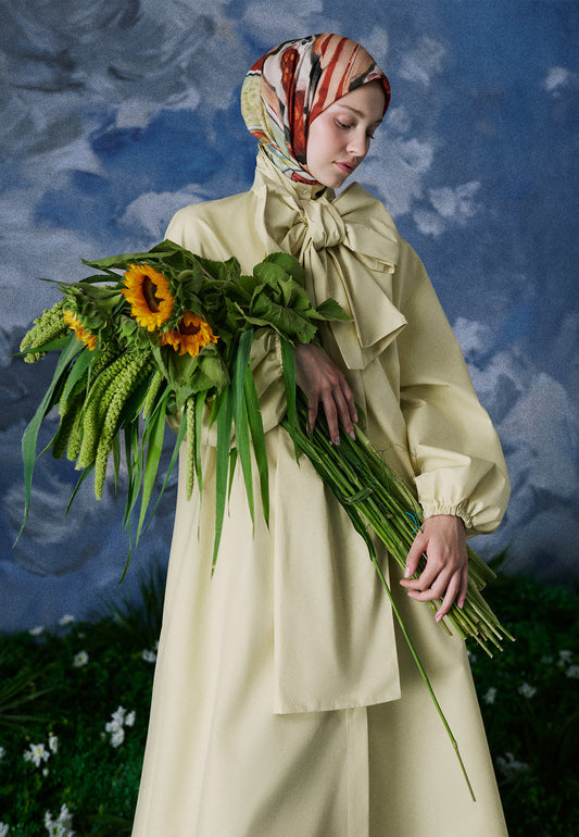 Floral Story Desen Vual Eşarp Bakır