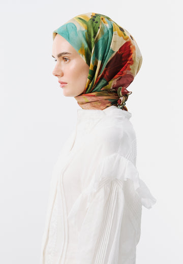Playful Palette Desen Vual Eşarp Kiremit
