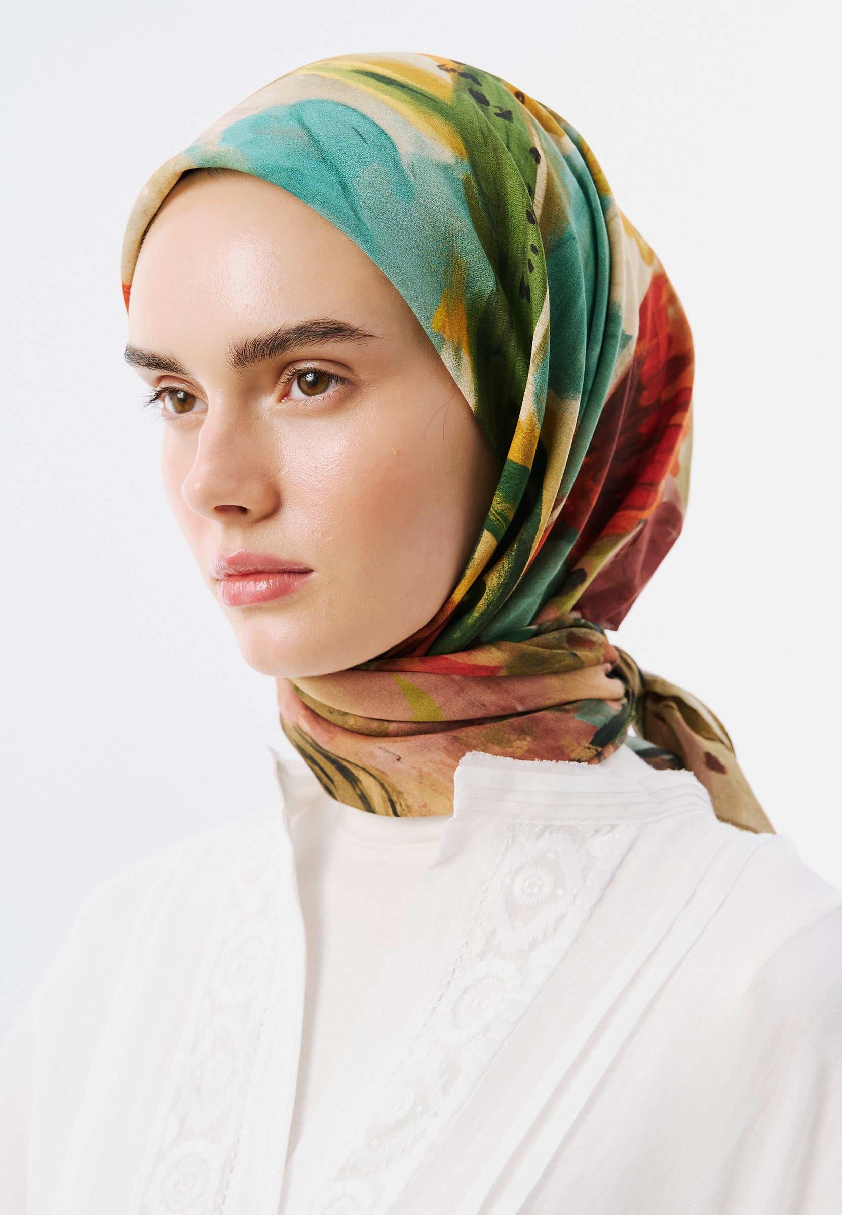 Playful Palette Desen Vual Eşarp Kiremit