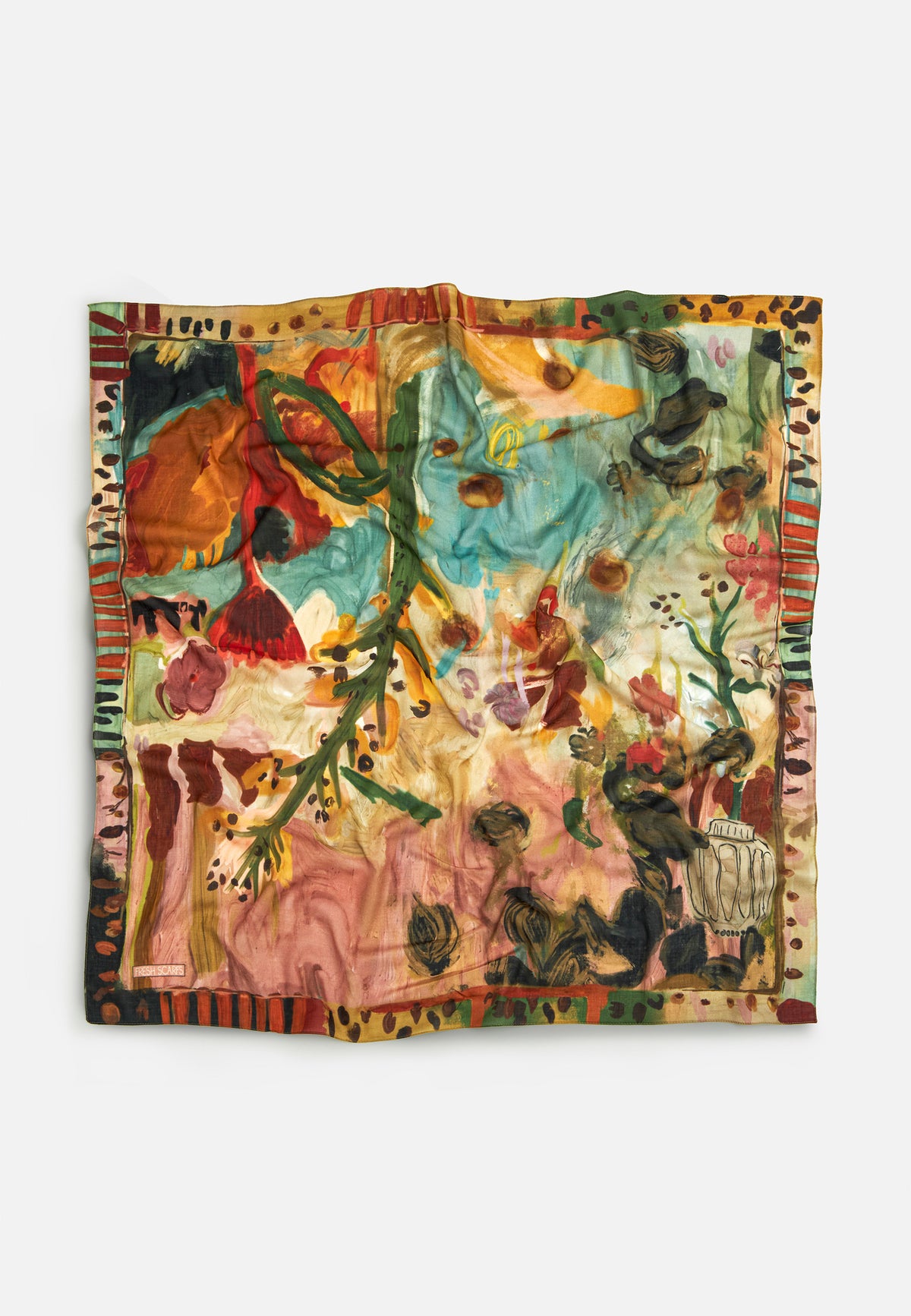 Playful Palette Desen Vual Eşarp Kiremit