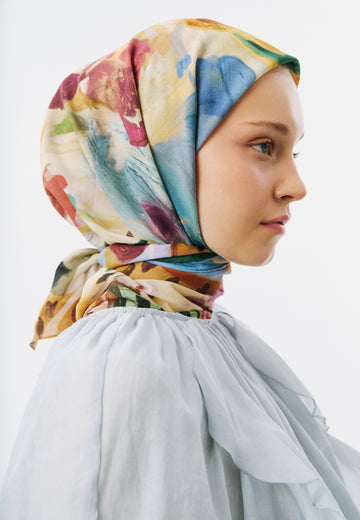 Playful Palette Desen Vual Eşarp Mavi