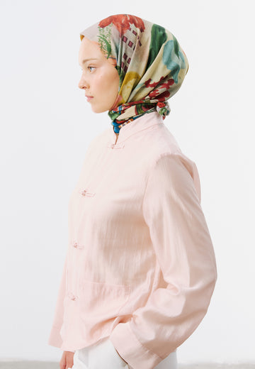 Summer Reverie Desen Vual Eşarp Kırmızı