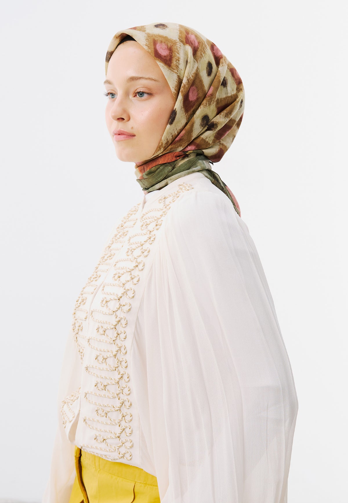 Vintage Board Desen Vual Eşarp Sahra