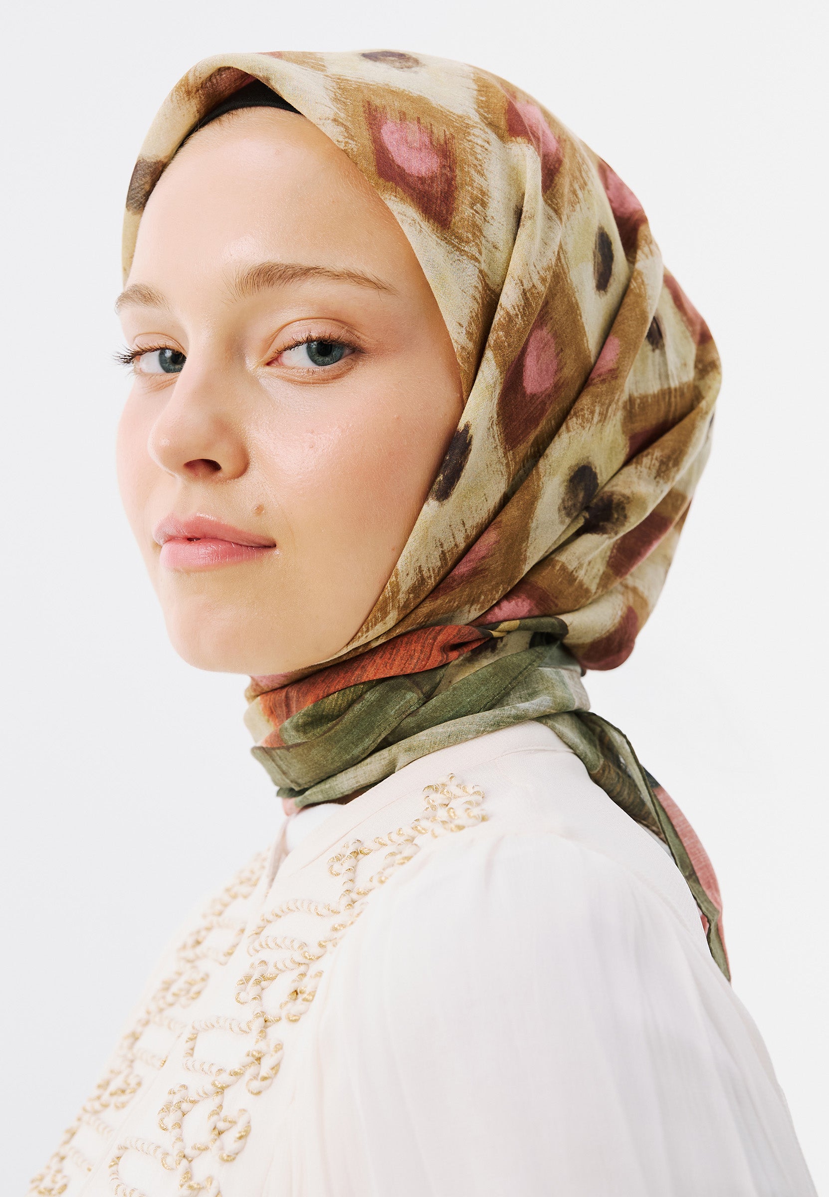 Vintage Board Desen Vual Eşarp Sahra