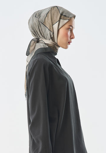 Simple Forms Desen Pamuk İpek Eşarp Kahve