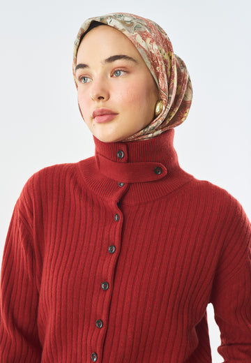 Fresh Garden Desen Pamuk İpek Eşarp Soft Yeşil
