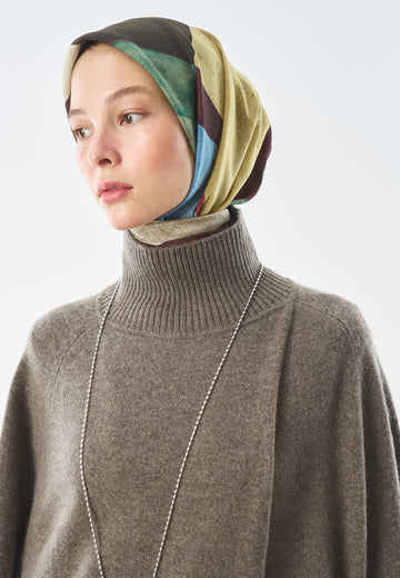 Gentle Forms Desen Pamuk İpek Eşarp Mürdüm