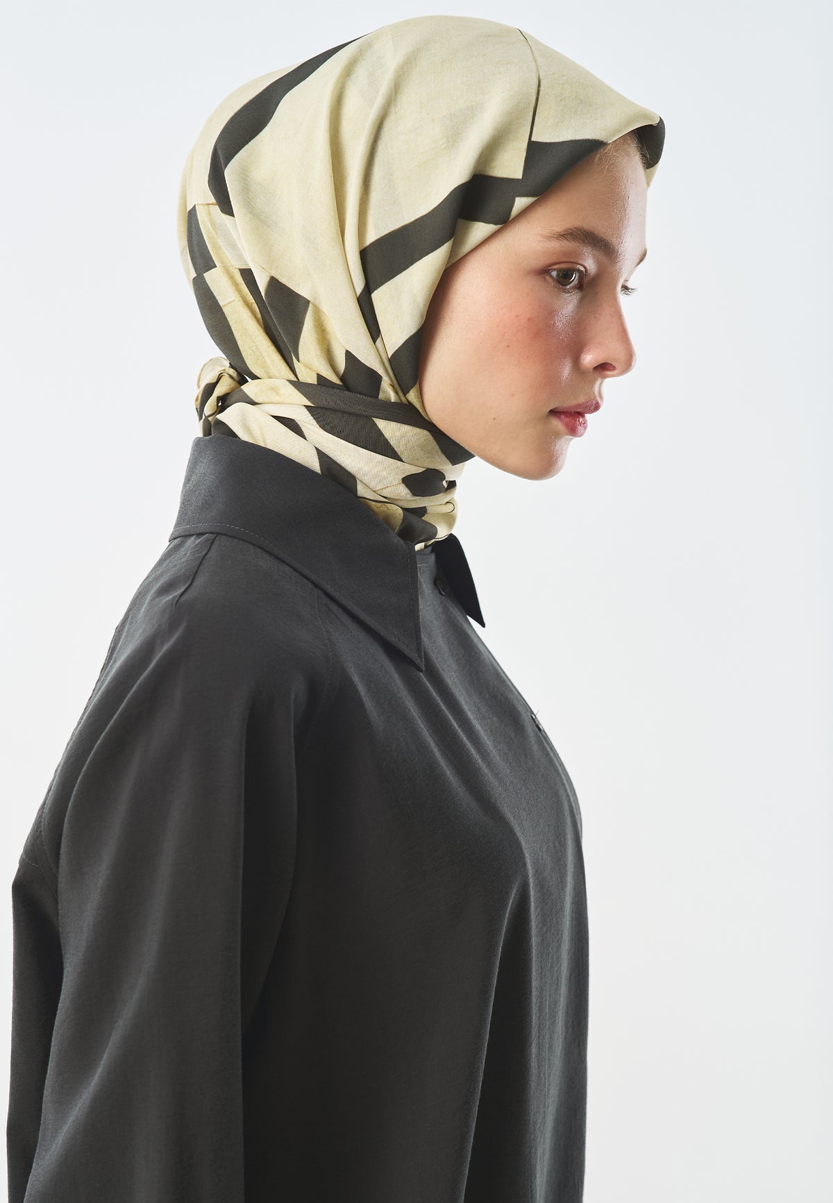 Bold Lines Desen Pamuk İpek Eşarp Sarı