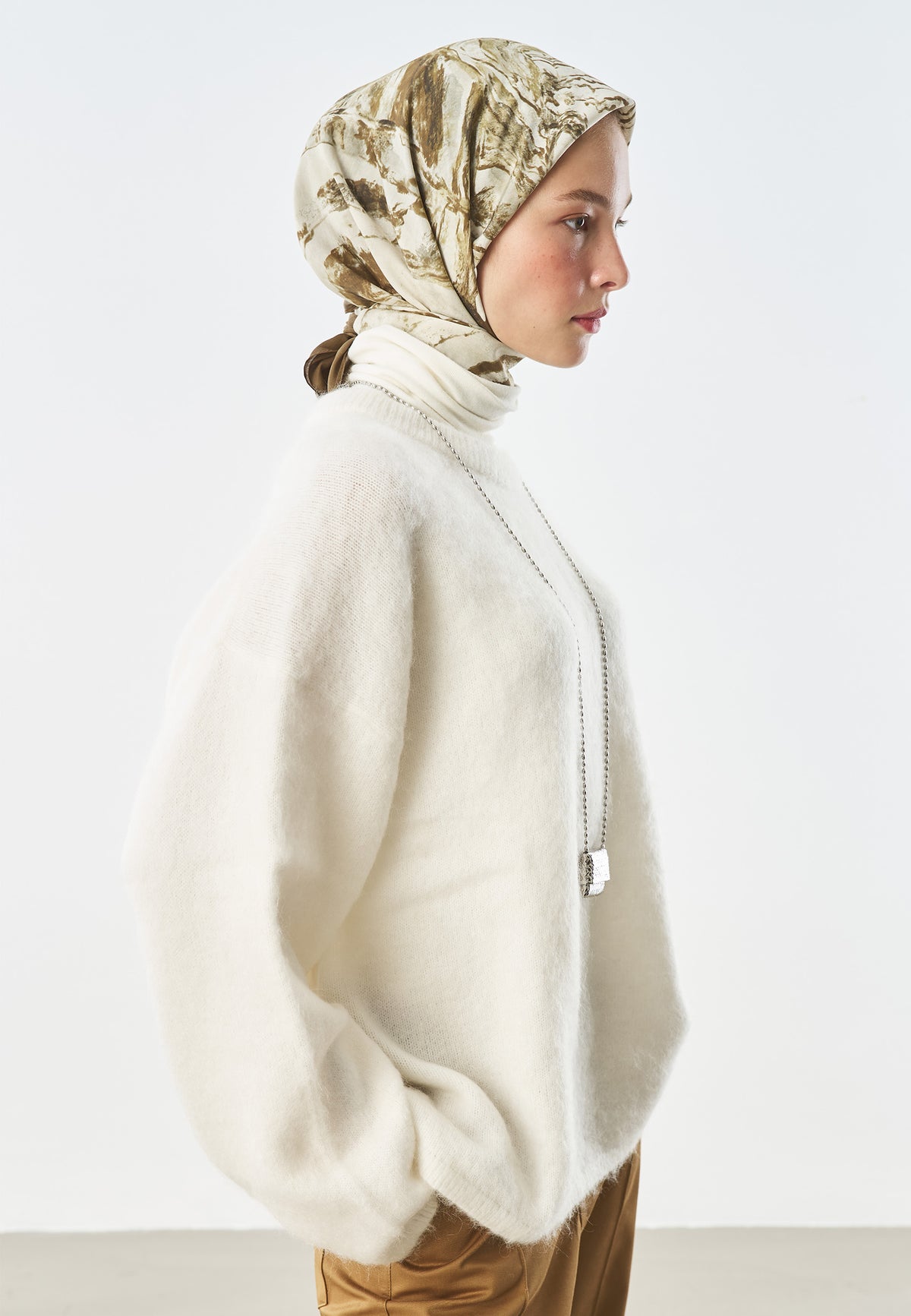 Wild Stripes Desen Pamuk İpek Eşarp Camel