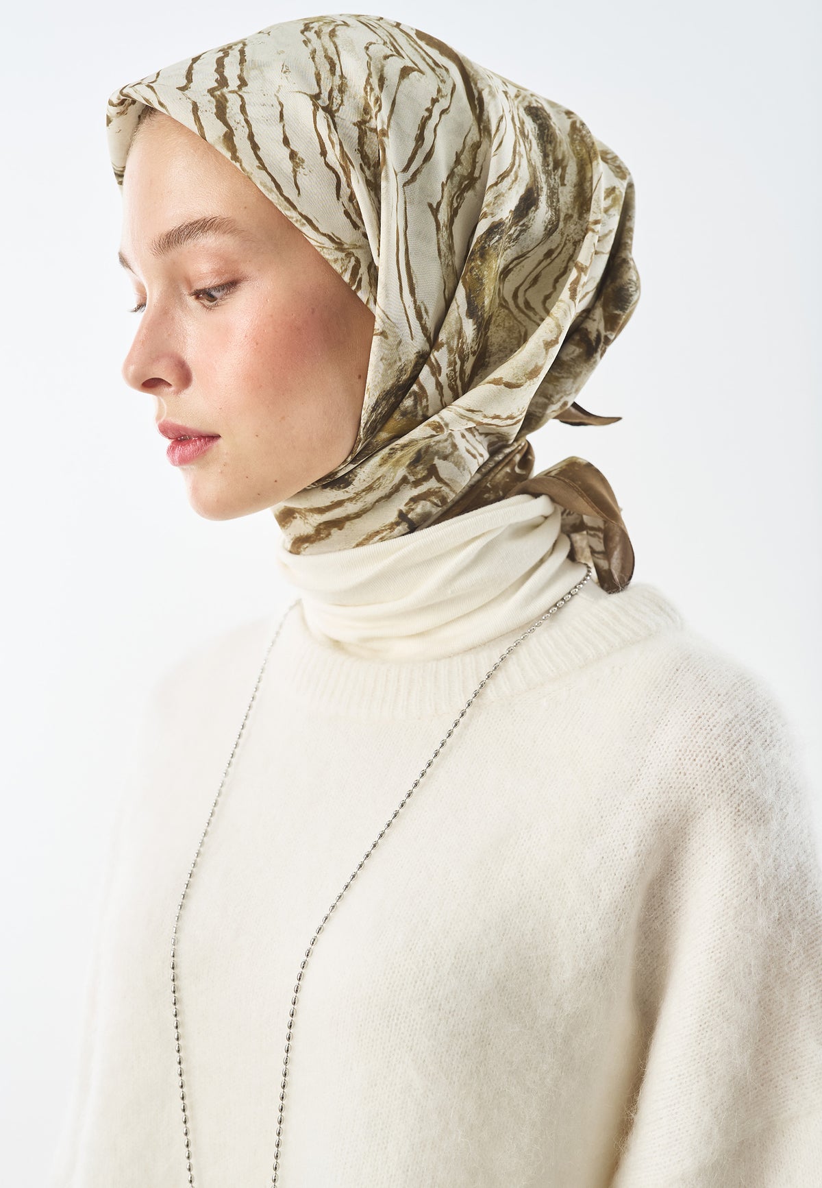 Wild Stripes Desen Pamuk İpek Eşarp Camel