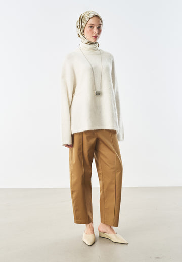 Wild Stripes Desen Pamuk İpek Eşarp Camel