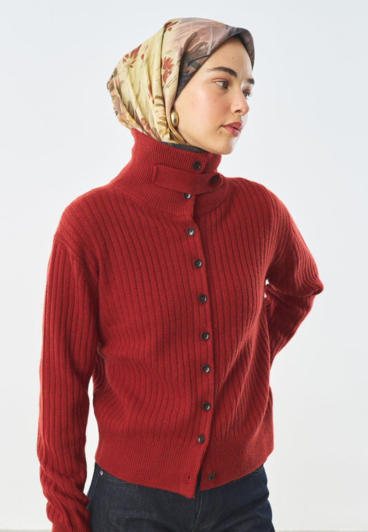 Garden View Desen Pamuk İpek Eşarp Yeşil