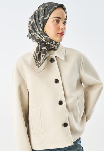 Leopard Touch Desen Pamuk İpek Eşarp Yeşil