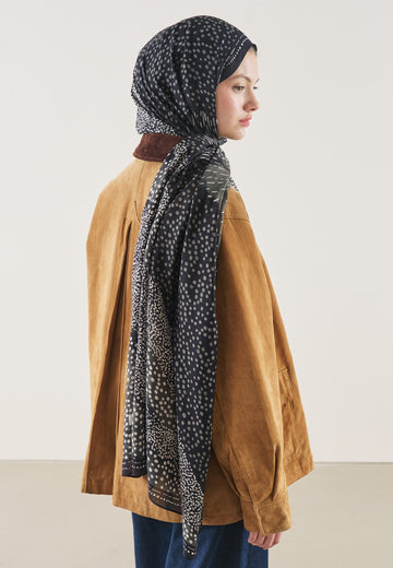 Siyah Dot Elegance Desen Rami Şal