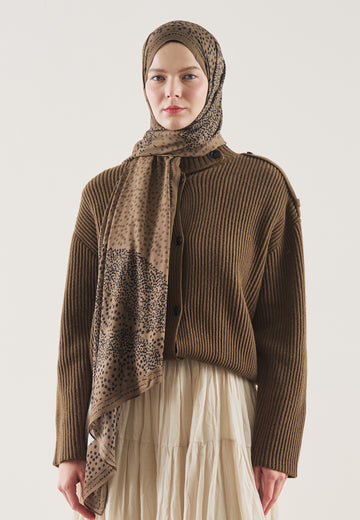 Çikolata Kahve Dot Elegance Desen Rami Şal