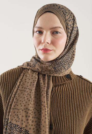 Çikolata Kahve Dot Elegance Desen Rami Şal